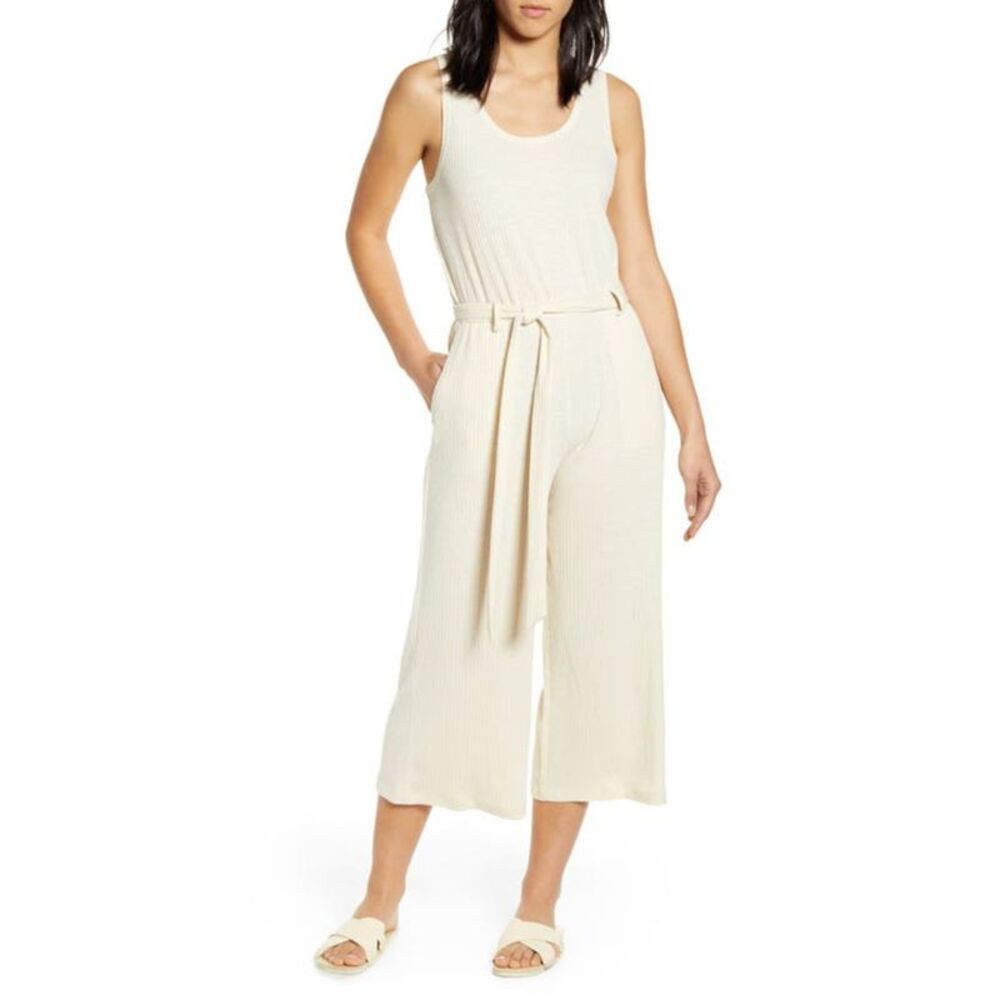 COLLECTION BY BOBEAU Womens Jumpsuit Knit Belted Sleeveless Pull On Stretch